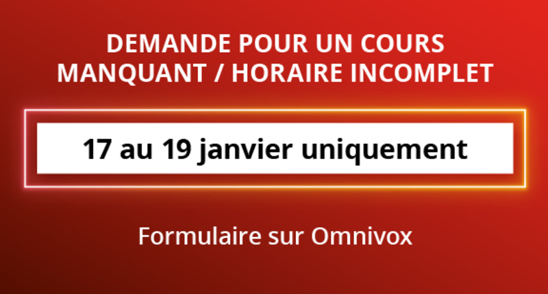 Demande pour un cours manquant - H25