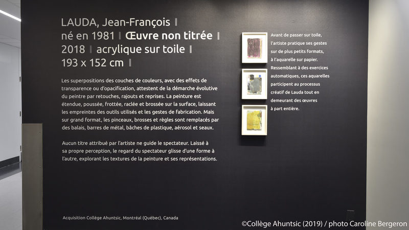 3 aquarelles Jean-François Lauda et texte explicatif mur