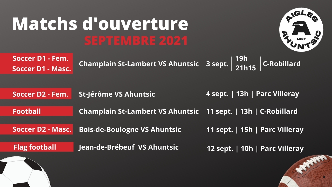 Matchs d'ouverture -Septembre 2021