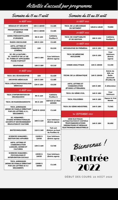 Activités d'accueil A22